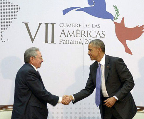 Raúl Castro und Barack Obama, April 2015