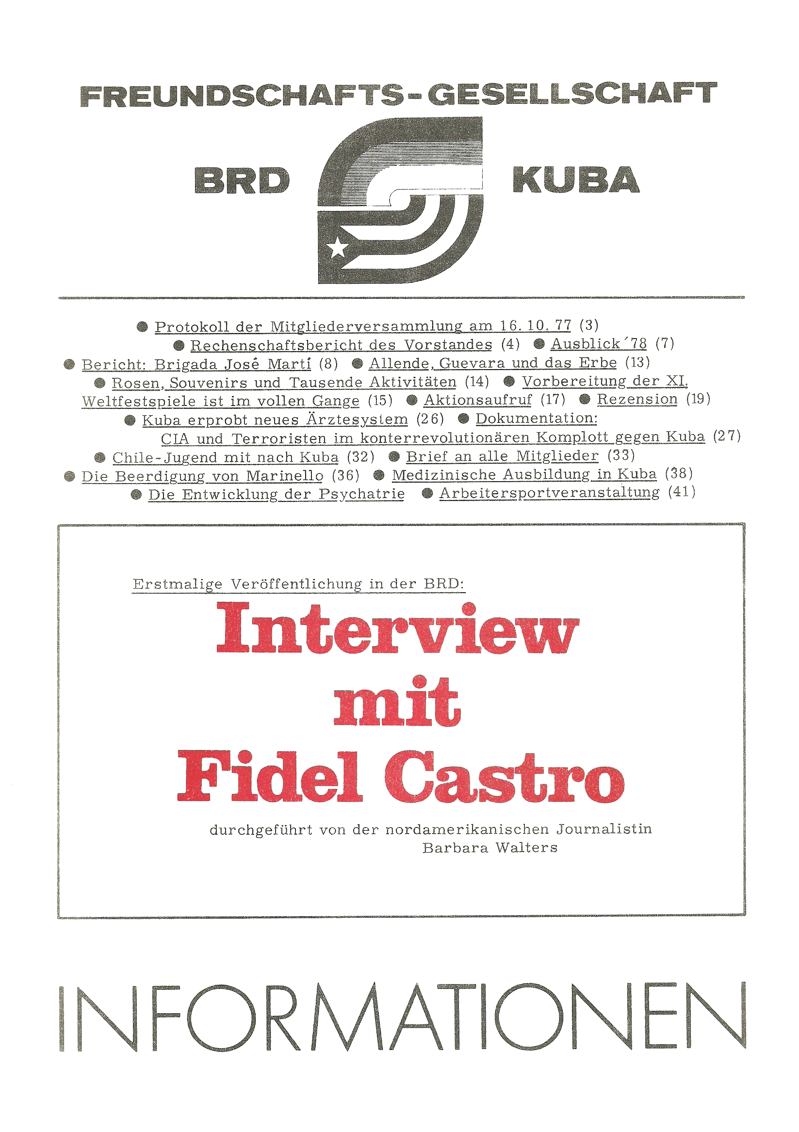 Freundschaftsgesellschaft BRD-Cuba - Informationsdienst 4-1977