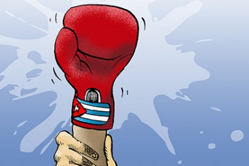Grafiken und Karikaturen gegen die US-Blockade