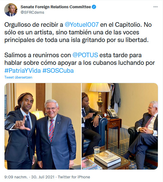 Yotuel Romero zu Besuch bei US-Senator Bob Menendez