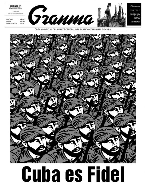 Granma Titelblatt 27.11.2016, Zum Tod von Fidel Castro