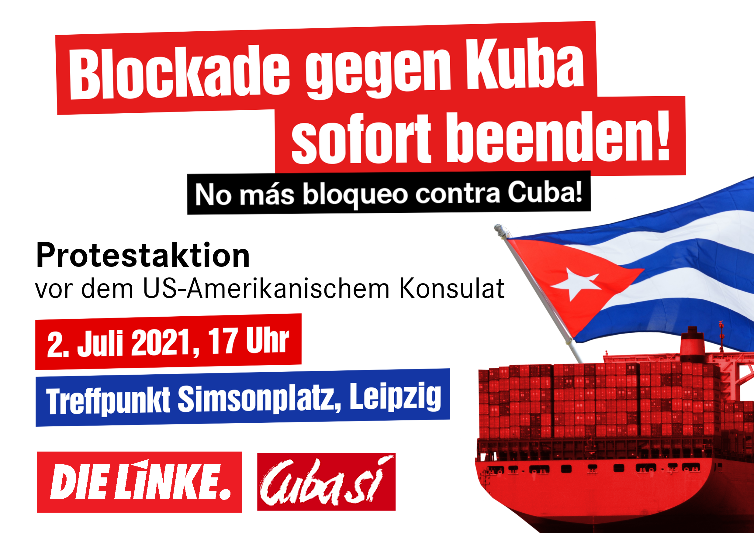 Protestaktion: Blockade gegen Kuba sofort beenden